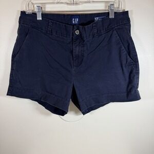 Gap Women's Size 12 Girlfriend Navy Shorts With Pockets Preppy Flat Front Chino
